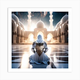 Muslim Man Sitting In Front Of Mosque Art Print