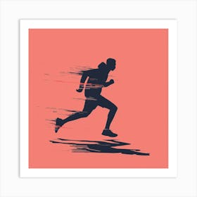 Silhouette Of A Runner 1 Art Print