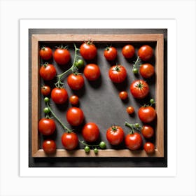 Red Tomatoes In A Wooden Frame Art Print