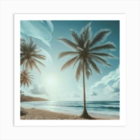 Palm Trees On The Beach Art Print