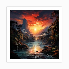 Sunset In The Jungle 4 Art Print