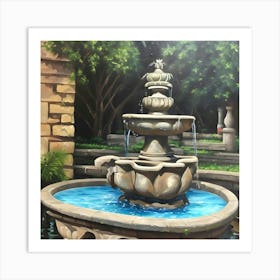 Fountain In The Garden Art Print