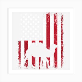 American Flag Camel Animal Vintage 4th Of July Art Print