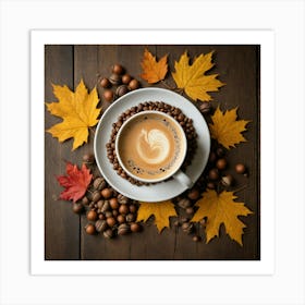 Autumn Leaves And Coffee 14 Art Print