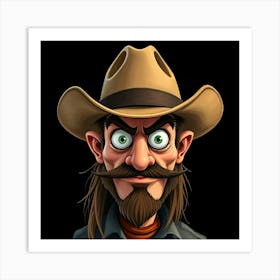 Cowboy With Mustache Caricature Poster