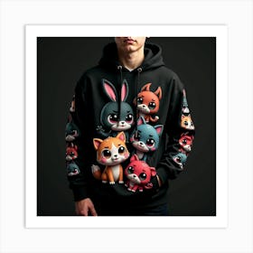 Cat Hoodie 1 Art Print