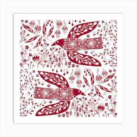 Red Peace Dove Birds Art Print