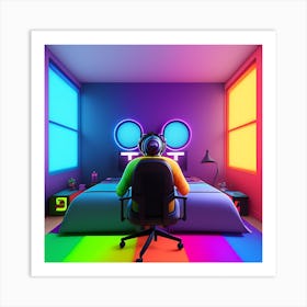 3d Rendering Of A Colorful Bedroom Art Print