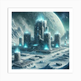 A Science Fiction Depiction Of Massive Ice Fortres Art Print