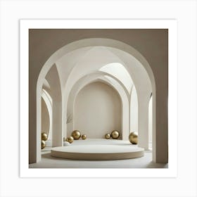 Arched Room With Gold Balls Art Print