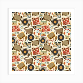 Retro Music Seamless Pattern Art Print