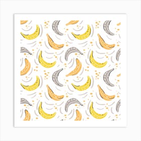 Seamless Stylish Pattern With Fresh Yellow Bananas Background Art Print