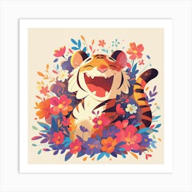 Tiger In Flowers 3 Art Print