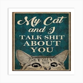 funny black cat Art Print