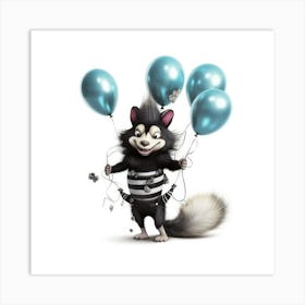 Skunk With Balloons 1 Art Print