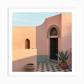 Pink House In Morocco Art Print