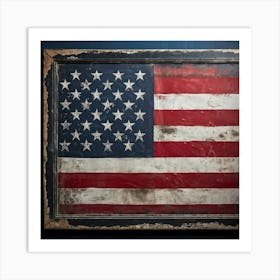 An Antique American Flag Resplendent With Immaculate Red Stars Scattered Against A Deep Blue Backgr (3) Art Print