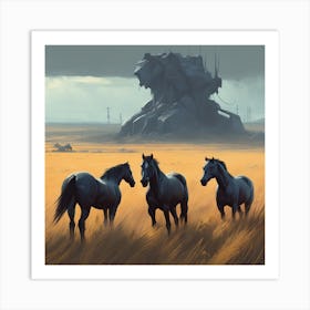 Horses In The Desert 1 Art Print