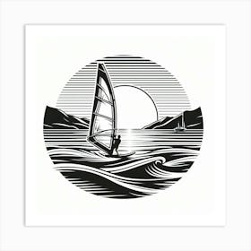 Line Art windsurfing 1 Art Print