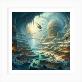 City In The Snow Art Print