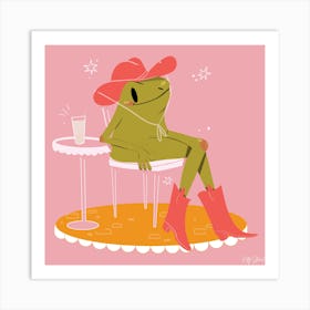 Cowboy Frog drinking an iced Coffee 1 Art Print