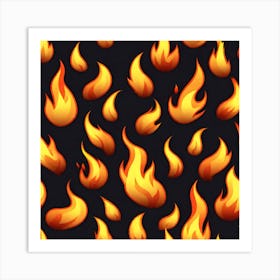 Flames On Black Background 51 Art Print