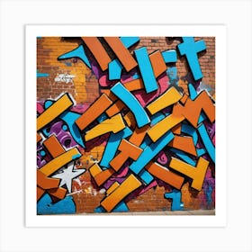 Spray Paint Symphony: Graffiti on Bricks Art Print