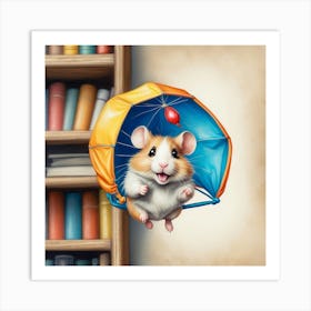 Hamster In The Library Art Print