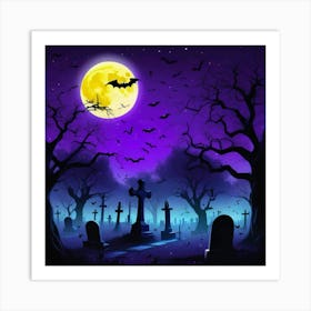 Halloween Cemetery 1 Art Print