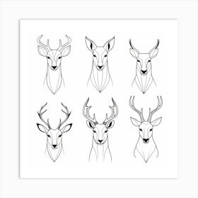 Deer Head Set 1 Art Print