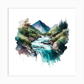 Watercolor Of A River 5 Art Print