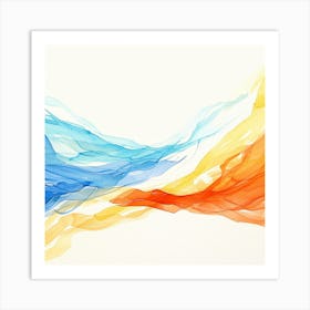 Abstract Blue and Orange Twirl Art Print