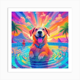 Dog In The Pool Art Print