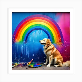 Rainbow Dog art print 1 Art Print