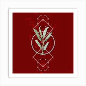 Vintage Parrot Heliconia Botanical with Geometric Line Motif and Dot Pattern n.0055 Art Print