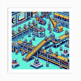 8-bit robot factory 3 Art Print