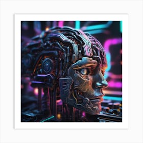 Futuristic Head Of A Robot 1 Art Print