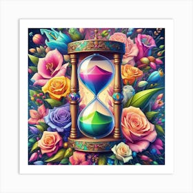 Hourglass With Flowers 1 Art Print