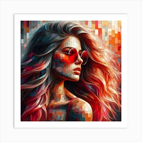 Red Dreams Pixel Art 1 Art Print