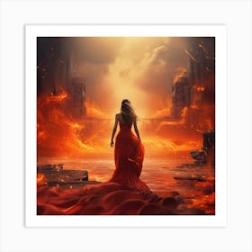 Woman In A Red Dress 4 Art Print