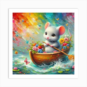 Mouse In A Boat Art Print