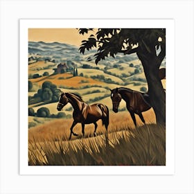 Horses In The Countryside 1 Art Print