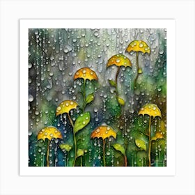 Umbrellas In The Rain Art Print