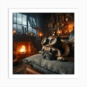 Steampunk Pug Art Print