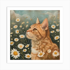 Ginger Cat Fairycore Painting 3 Art Print