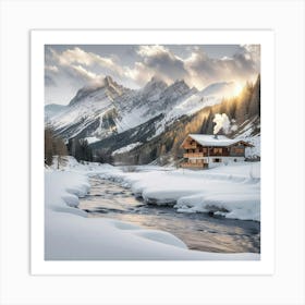 Hyperrealistic photography of a breathtaking winter landscape Art Print