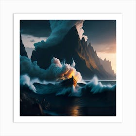 Boat In The Furious Ocean (7) Art Print