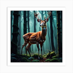 Deer In The Forest 46 Art Print