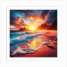 Sunset On The Beach 4 Art Print