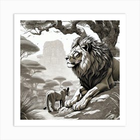 Lion And Lioness 1 Art Print